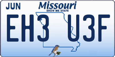 MO license plate EH3U3F