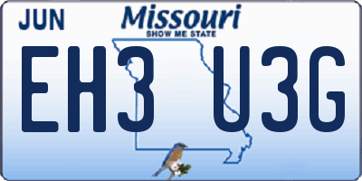 MO license plate EH3U3G