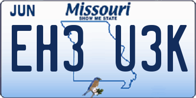 MO license plate EH3U3K