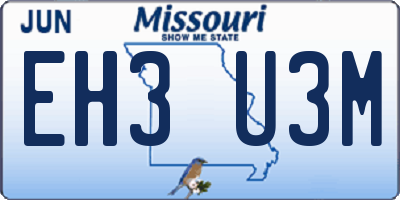 MO license plate EH3U3M