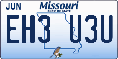 MO license plate EH3U3U