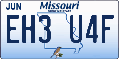 MO license plate EH3U4F