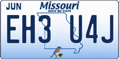 MO license plate EH3U4J