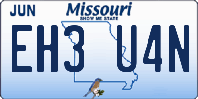 MO license plate EH3U4N