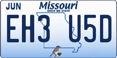 MO license plate EH3U5D