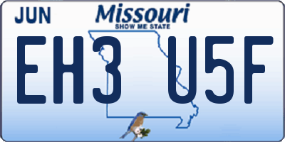 MO license plate EH3U5F