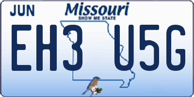 MO license plate EH3U5G