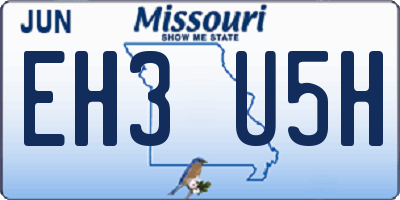 MO license plate EH3U5H
