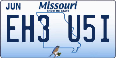 MO license plate EH3U5I