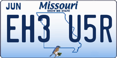 MO license plate EH3U5R