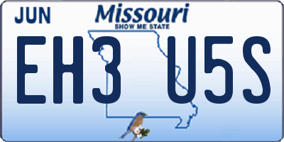 MO license plate EH3U5S