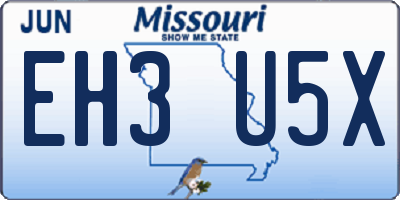 MO license plate EH3U5X