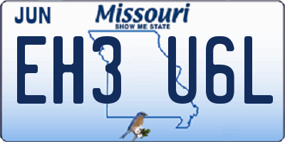 MO license plate EH3U6L