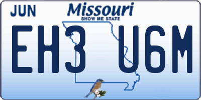 MO license plate EH3U6M