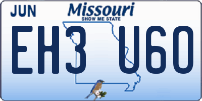 MO license plate EH3U6O