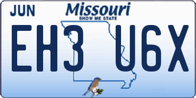 MO license plate EH3U6X
