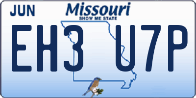 MO license plate EH3U7P