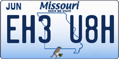 MO license plate EH3U8H