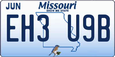 MO license plate EH3U9B