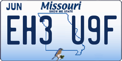 MO license plate EH3U9F