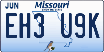 MO license plate EH3U9K