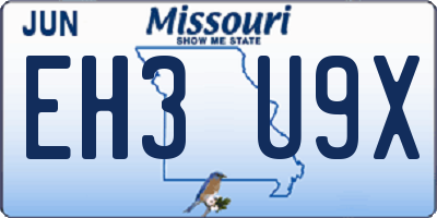 MO license plate EH3U9X
