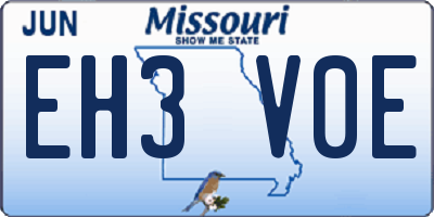 MO license plate EH3V0E