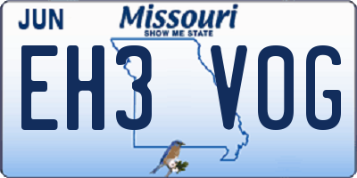 MO license plate EH3V0G