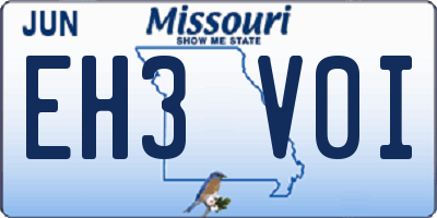 MO license plate EH3V0I