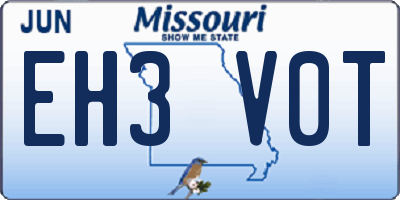 MO license plate EH3V0T