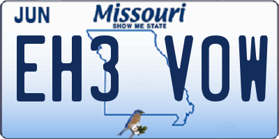 MO license plate EH3V0W