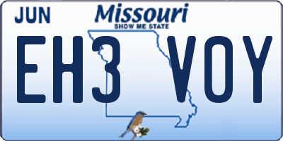 MO license plate EH3V0Y