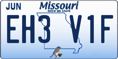 MO license plate EH3V1F