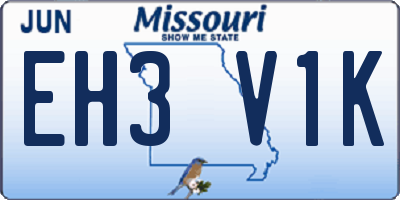MO license plate EH3V1K