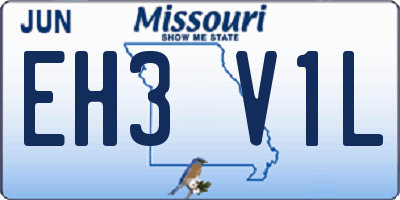 MO license plate EH3V1L