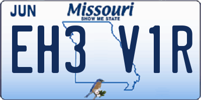 MO license plate EH3V1R