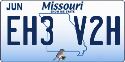 MO license plate EH3V2H