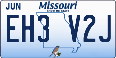 MO license plate EH3V2J