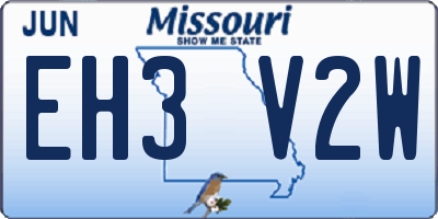 MO license plate EH3V2W