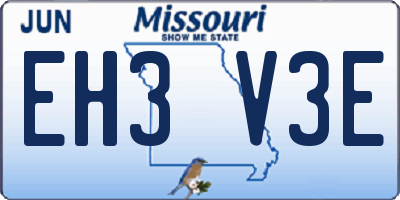 MO license plate EH3V3E