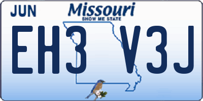 MO license plate EH3V3J