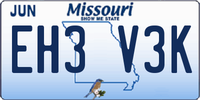 MO license plate EH3V3K