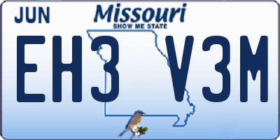 MO license plate EH3V3M