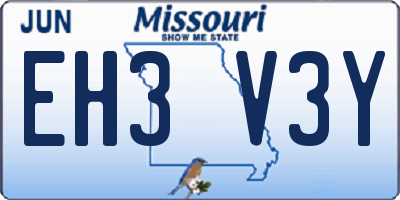 MO license plate EH3V3Y