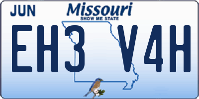 MO license plate EH3V4H