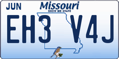 MO license plate EH3V4J