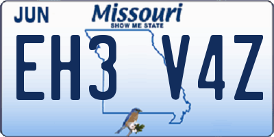MO license plate EH3V4Z