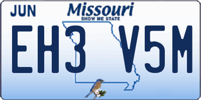 MO license plate EH3V5M