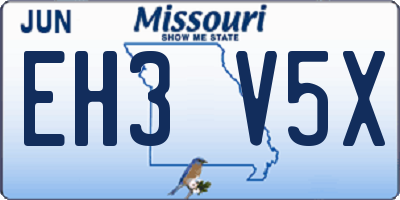 MO license plate EH3V5X