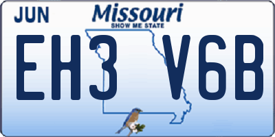 MO license plate EH3V6B